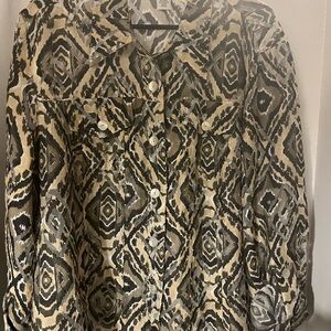 Ruby Rd. Pattern Blouse in Black and Cream